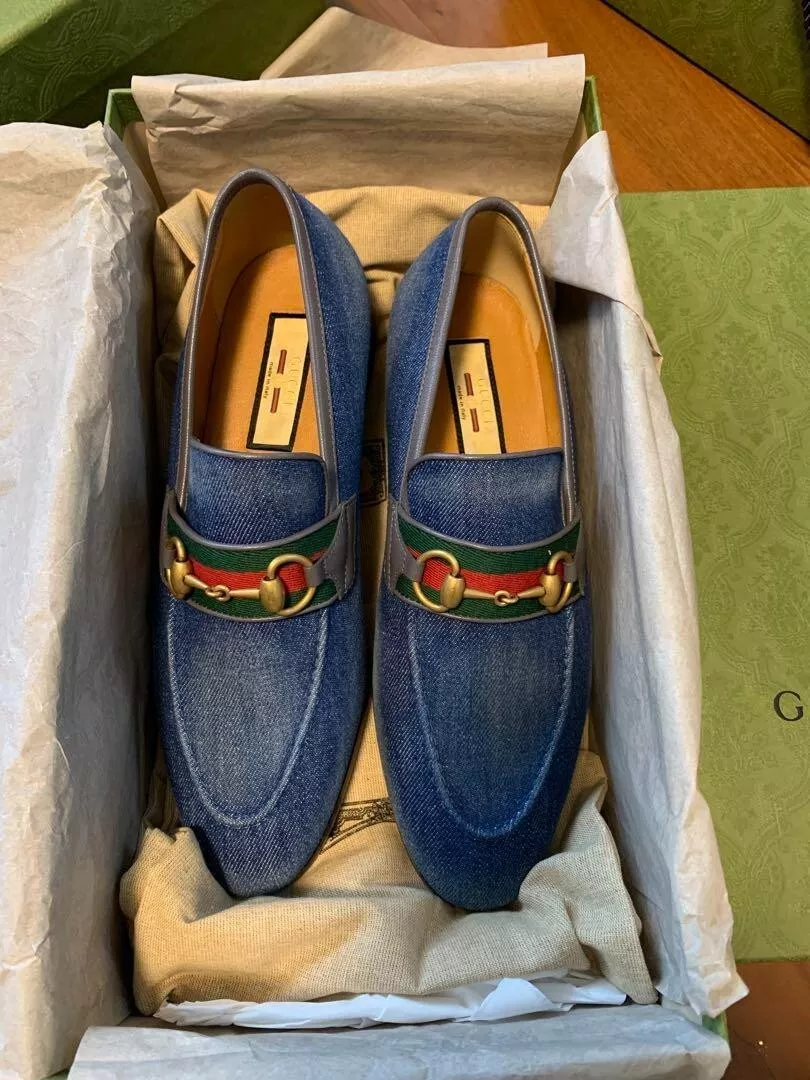 Mocassins homme GUCCI Horsebit denim taille 8,5 neufs avec boite et dust bag 27,5 cm