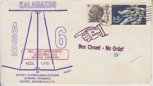 1970 QUINCY MA USS KALAMAZOO KEEL LAID W/ #1331 SPACE TWIN SPACE WALKER AUX MARK