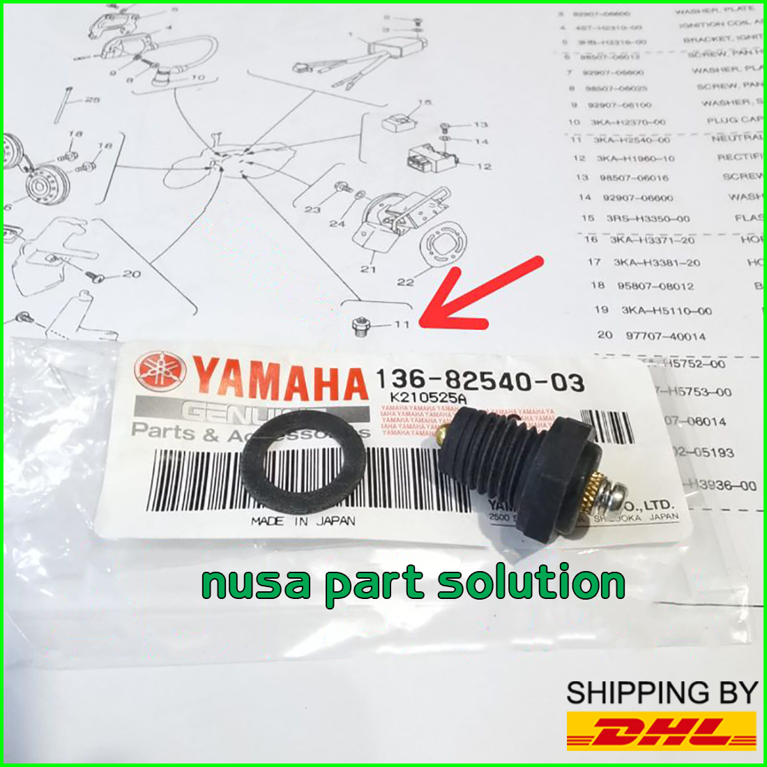 Yamaha ATV-YMF200DX YMF350X Reverse Switch Assembly 136-82540-03