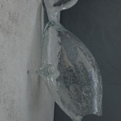 Blenko Clear Crackle Glass Fish Large