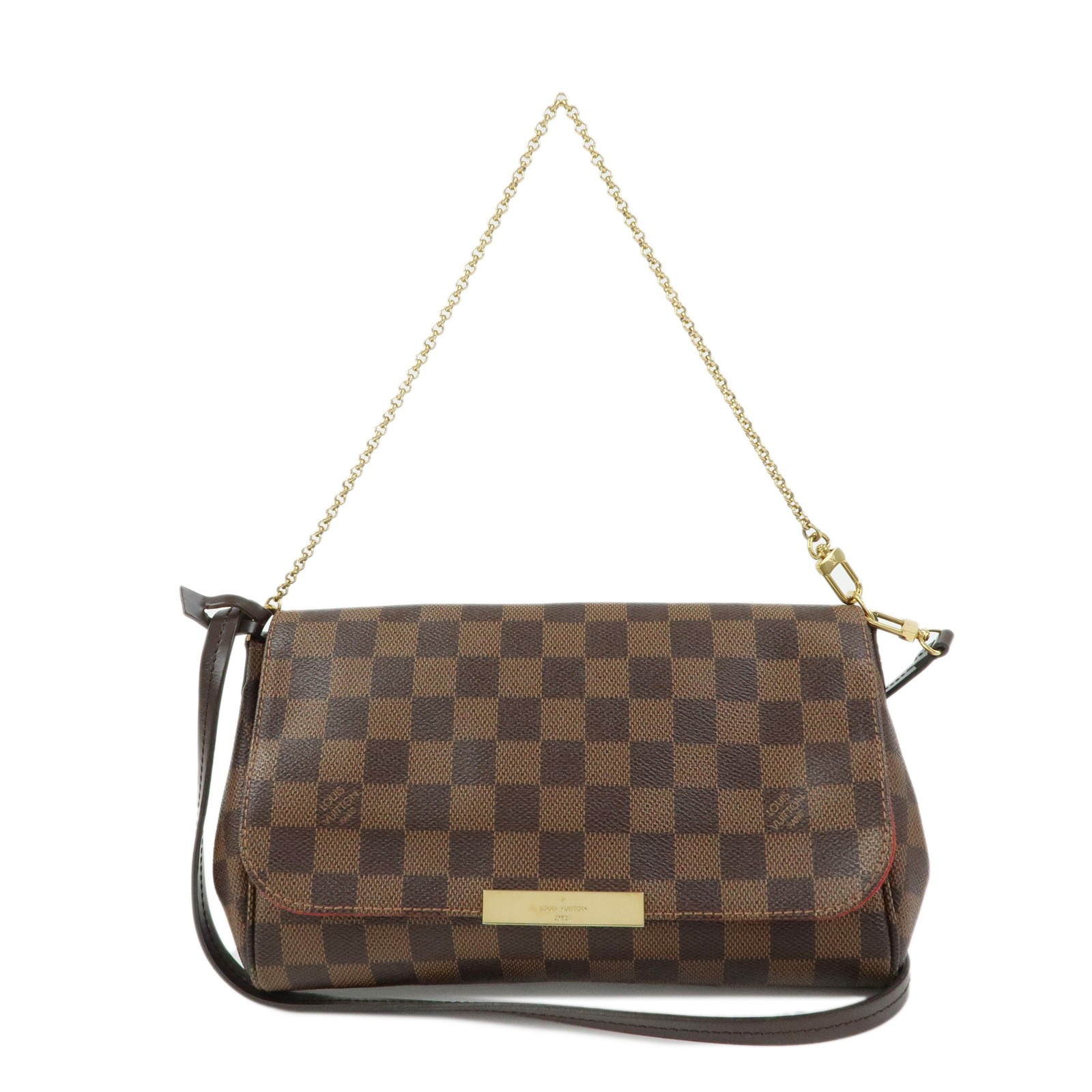 Louis Vuitton Damier Favorite MM 2Way Shoulder Bag Hand Bag N41129 Auth Used F/S