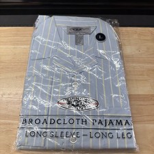 Vintage Hemingway Point Broadcloth Pajamas Men's Medium Blue Yellow Stripe NOS