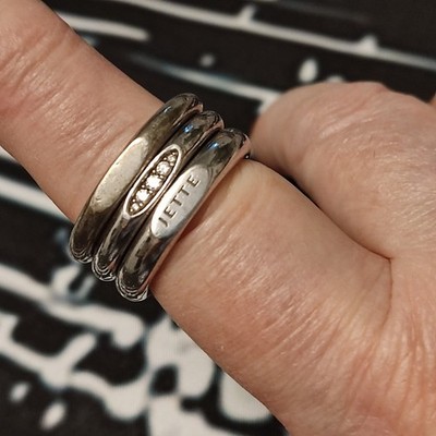 Jette Joop 3er Ring, 925 Silber, Gr. 66 (1 Stein fehlt)