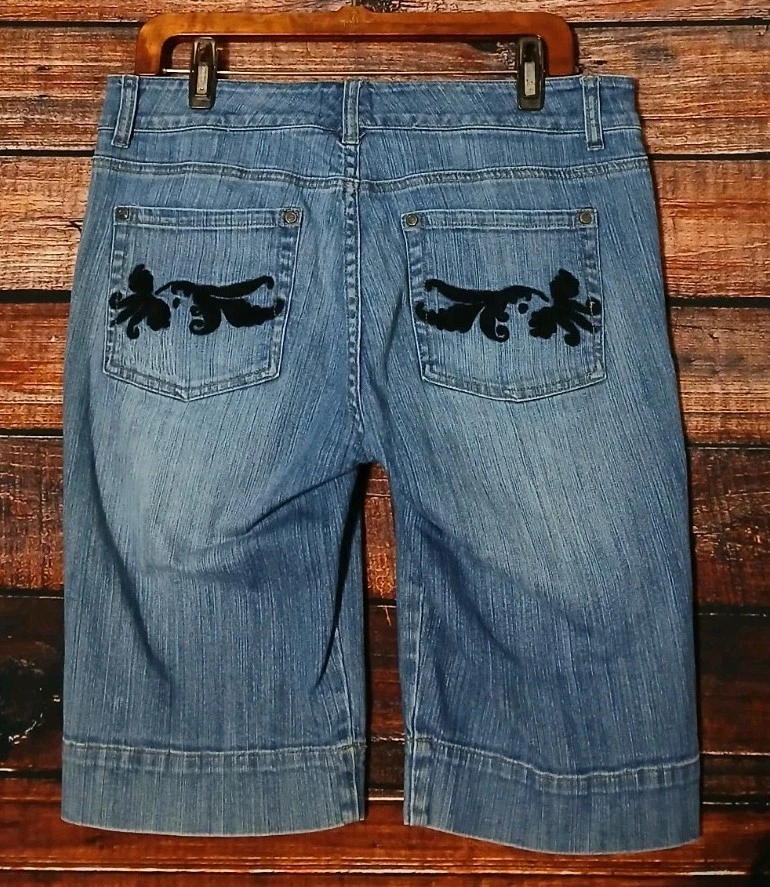 Pantalones Cortos Jean Bermudas Blanc Casa Blanca Bordados Denim 12 LEER Foto 4 de 4