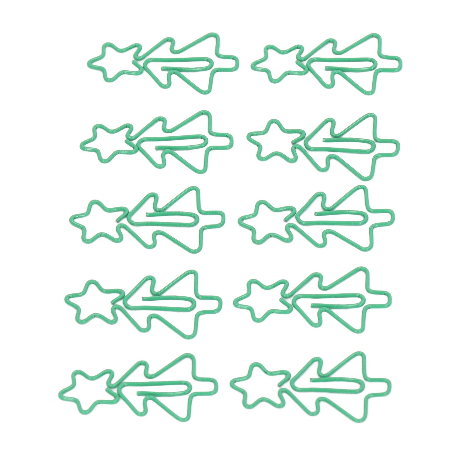 100Pcs Shaped Paper Clips Green Christmas Tree Shape Metal Electroplating