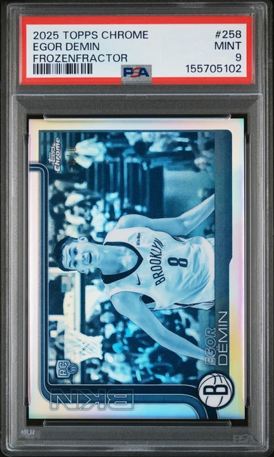 2025 Topps Chrome #258 Egor Demin Frozenfractor Rookie RC -4/0 1/1 PSA 9 Mint