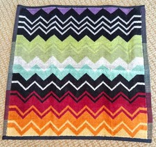 MISSONI HOME 'Giacomo Multi ' Zig-Zag Stripe Designer Face Towel 12" x 12" NEW 