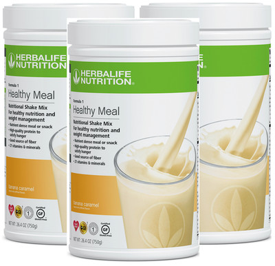 3X Herbalife Formula 1 Healthy Meal Nutritional Shake Banana Caramel 750 g