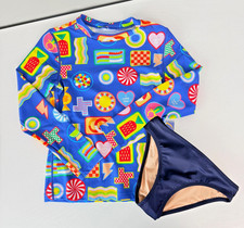 Nwt Crewcuts Kids Made Modern Two Piece Rash Guard Suit Girls Size 6/7