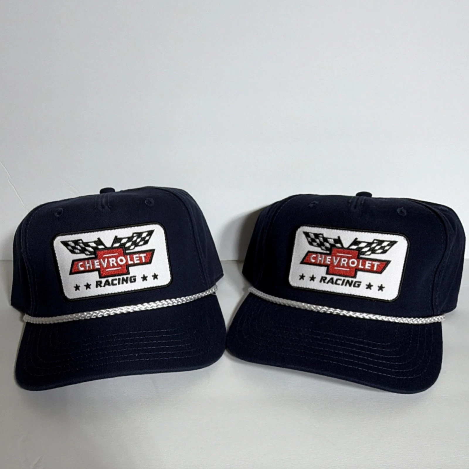 Chevrolet Racing Hat Rope Snapback Vintage Style Cap Embroidered Patch (TWO)