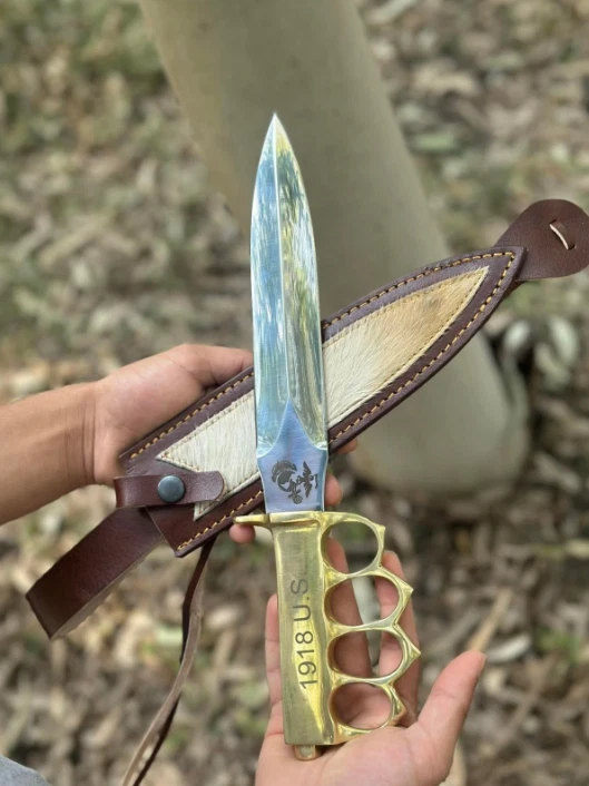 AK CUBIERTOS PERSONALIZADO HECHO A MANO ACERO INOXIDABLE CUCHILLO BOWIE MANGO HECHO POR LATÓN Foto 2 de 4