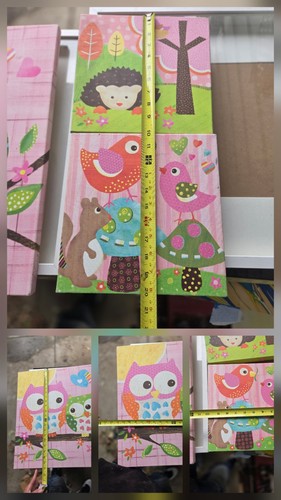 Set Of 3 Oopsy Daisy Too Canvas Lori Siebert Love & Nature Owls Hedgehog Bird