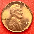 1955-P Lincoln Wheat Cent Penny GEM RED BU From an Original Bank Roll