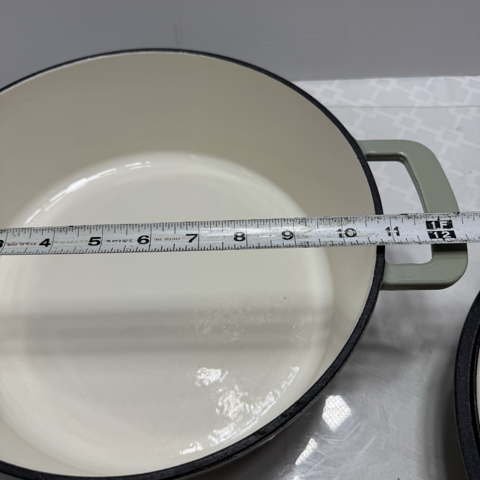 Figmint 5.5 Qt Enamel Cast Iron Dutch Oven Sage Green Stock Pot for All Stoves