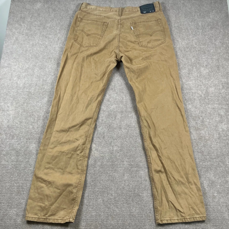 Pantalones de mezclilla Levi's 514 para hombre 36x34 (ajuste 36x32) pierna recta caqui marrón informal Foto 3 de 4