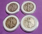 90% Silver Walking Liberty Half Dollar 1934 - 1937 P  (LOT OF 4 - Circulated)