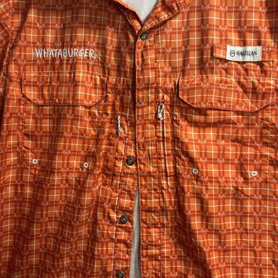 Chemise Magellan Taille L – Orange/blanc – Manches Courtes – Pêche/Fishing