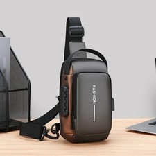 Men Anti Theft Chest Bag USB Charging Crossbody Sling Shoulder Travel Pack