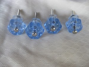 Vintage Set of 4 Light Blue Cabinet or Dresser Pulls