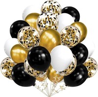Luftballons 60 StüCk Schwarz Gold 12 Zoll Latex Konfetti FüR Geburtstag