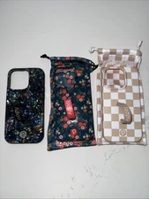 Loopy Case iPhone 14 Pro Lot THREE *RIGHTY* Floral Checked Abalone