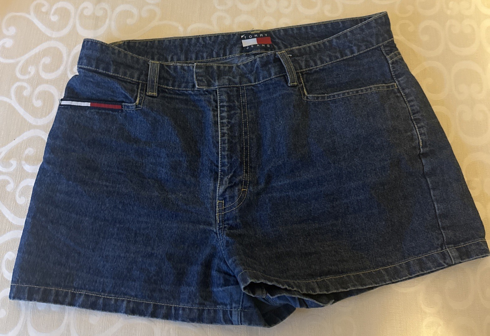Tommy Hilfiger Jeans Denim Shorts Women's 13 Blue Vintage 90s High Waisted Logo