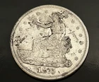 1875 Trade Dollar $1 Silver Coin KM#108 0.900 Fine Business Strike Chopmarks S