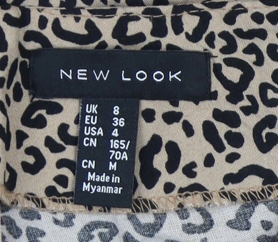 New Look Women's Beige Animal Print Culotte Shorts Size 8 - Image 3 of 4