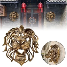 Large Lion Head Wall Mounted Art Sculpture Gold Resin Lion Head Art Wall CW