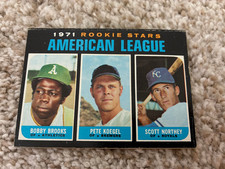 1971 ROOKIE STARS A.L. TOPPS HIGH #633 BOBBY BROOKS , PETE KOEGEL BASEBALL CARD