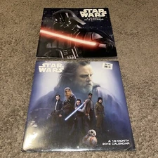 (2) Star Wars Wall Calendar 2018/2019 Disney Star Wars Calendar SEALED! NEW!