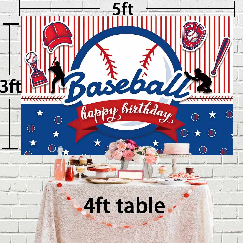Baseball Festa di Compleanno Decorazione Baseball Buon Compleanno Sfondo Baseball Foto Sfondo Banner Poster per Decorazioni Festa di Baseball Forniture per Partito 170,8 x 47,2 Pollici