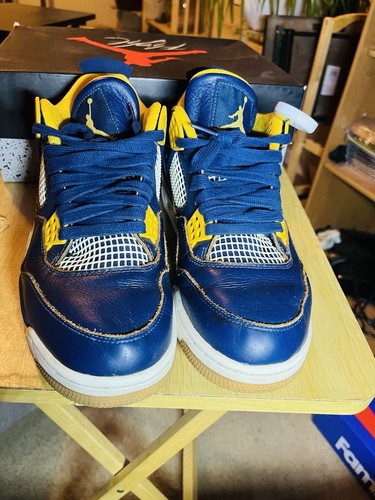 Sz 10 Nike Air Jordan 4 Retro Dunk From Above Michigan Pacers Navy OG Bred Mars - Picture 5 of 20