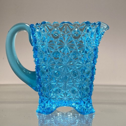Vintage Fenton Daisy & Button Aqua Blue Glass Creamer - Picture 3 of 13