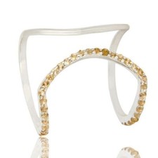 925 Sterling Silver Pave Set Citrine Gemstone Modern Design Infinity Ring