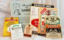 6 MR BOSTON LIQUOR LABELS VINTAGE DECORATE BARWARE ADVERTISE WHISKEY GIN VODKA 