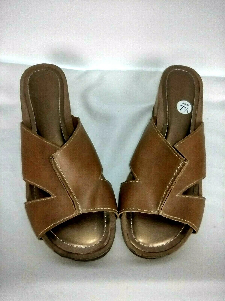 Comfort Plus Shoes by Predictions Slip On Sandals Size 7.5 Brown