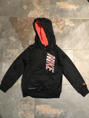 Nike Hoodie Size Black Orange 1/4 zip Therma-Fit