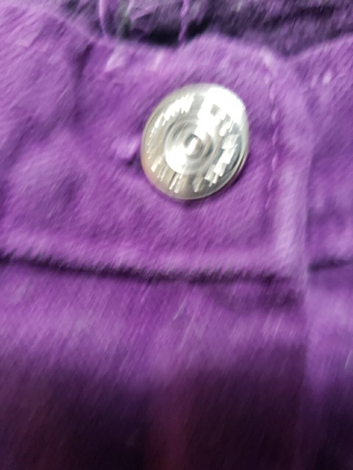 Vtg Women Bell Bottom Pants Size 8 Purple Gray Insert Silver Studs 2 Pockets - Image 3 of 4