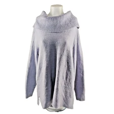 NWT Style&Co Fall Cozy Cowl Neck Sweater LARGE(12-14) Lilac Metallic Stripe