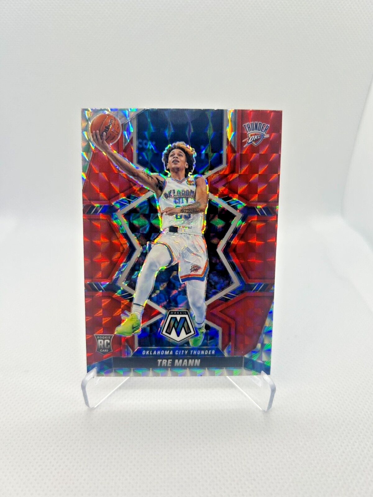 Tre Mann Rookie Card - 2021-22 Panini Mosaic Red Mosaic #212 - OKC Thunder ⚡️