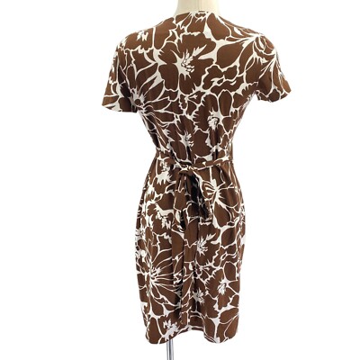 Diane Von Furstenberg Brown Julian floral wrap dress size 6  
