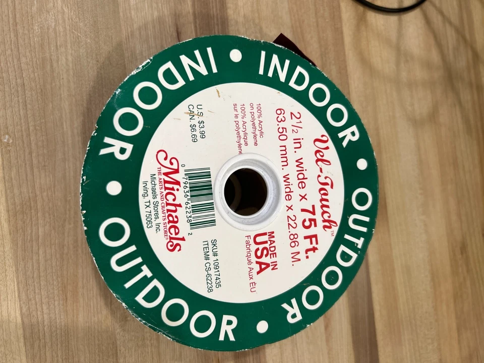 New Vel-Touch Burgundy VELVET RIBBON 75 FT.x2.25" WIDE Indoor/Outdoor Christmas - Image 2 of 3