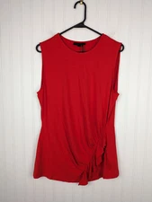 Donna Karan New York Women's Sleeveless Drape Detail Jersey Top Lipstick Red L