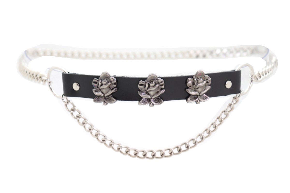 Silver Metal Mesh‎ Belt Flower Buckle Adjustable Fashion Accessory Flower Silver Belts for Women for sale | eBay main image 2