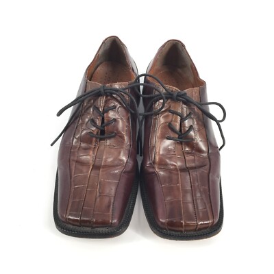 Stacy Adam Leather Oxford Dress Shoes Size 7 Mens Brown Croc 