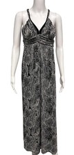 Express Women's Sleeveless Black And White Snake Print V-Neck Maxi Dress Size S