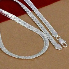925 Sterling Silver 5mm Wide Snake Flat Chain Mens Womens 20" Necklace