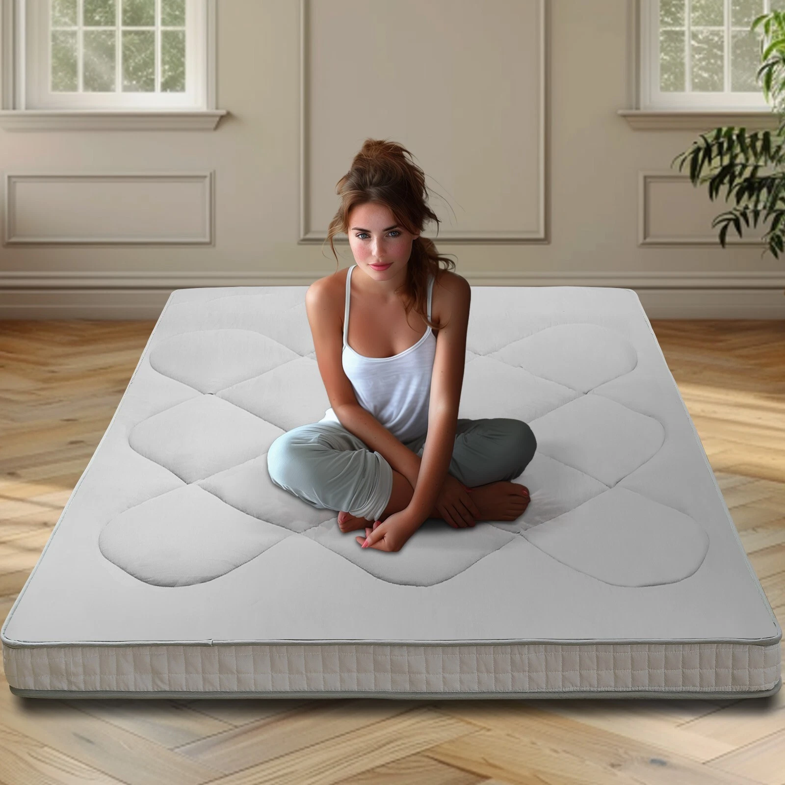 MOPHOTO Japanese Floor Mattress 3.5" Thick Roll Up Sleeping Tatami Mat Futon Pad
Opens in a new wind