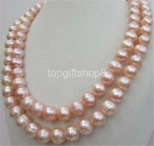 NATURAL HUGE SOUTH SEA 10-11MM PINK PEARL NECKLACE 35"14K GOLD CLASP